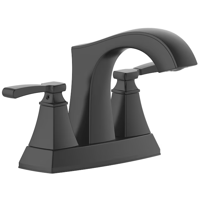 allen + roth Chesler Matte Black 4-in centerset 2-Handle WaterSense Bathroom Sink Faucet with Drain and Deck Plate