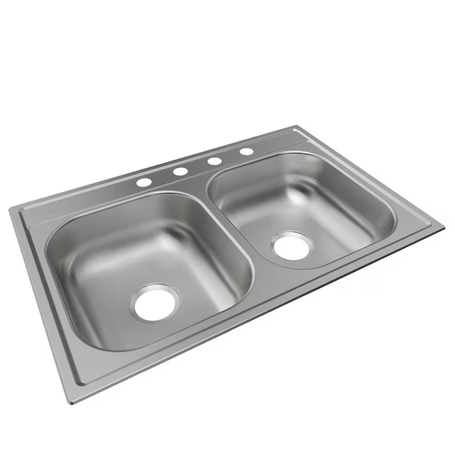 Elkay Dayton Drop-In 33-in x 22-in Stainless Steel Double Equal Bowl 4-Hole Kitchen Sink