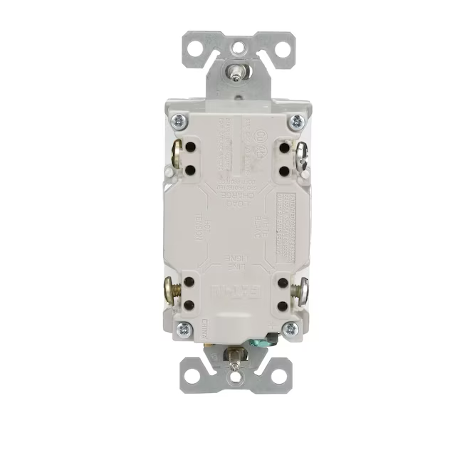 Eaton 15-Amp 125-volt Tamper Resistant GFCI Residential Decorator Outlet, White