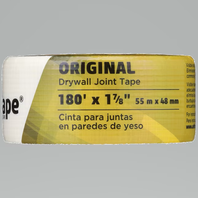 Saint-Gobain ADFORS FibaTape Standard Yellow Cinta autoadhesiva para juntas de construcción de malla de 1,875 pulgadas x 180 pies