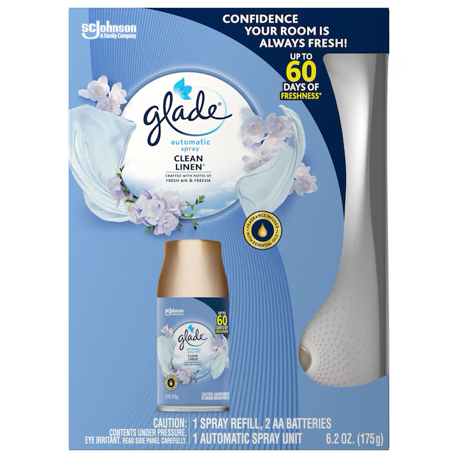 Glade Automatisches Sprühset, 6,2 oz Clean Linen-Gerät/Nachfüll-Lufterfrischer