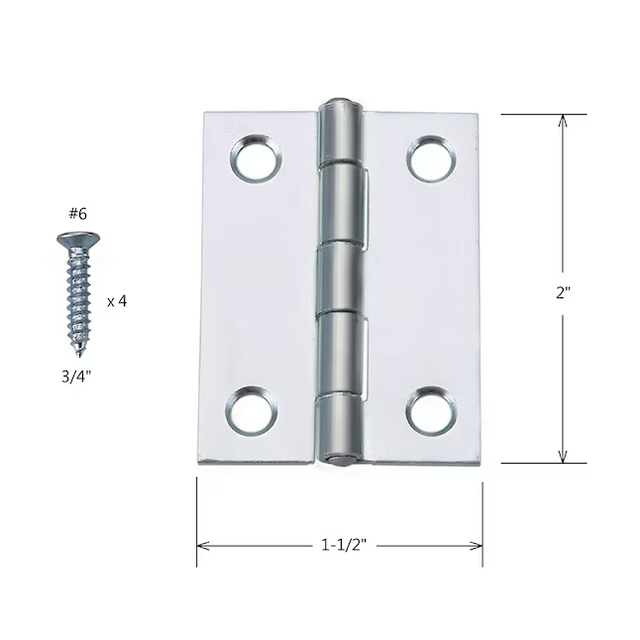 Bisagra para puerta interior/exterior de embutir plateada de 2 in de alto RELIABILT (paquete de 2)