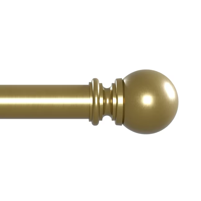 Allen + Roth Wallace 36-in to 72-in Brushed Gold Steel Single Curtain Rod with Finials