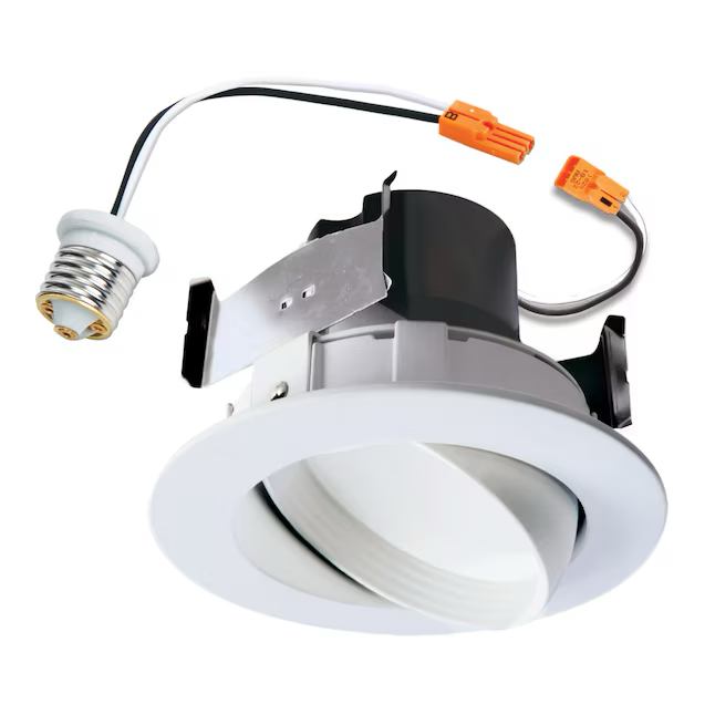 Kit de luz empotrable LED HALO de 4 pulgadas para remodelación o nueva construcción, color blanco, con cardán Ic