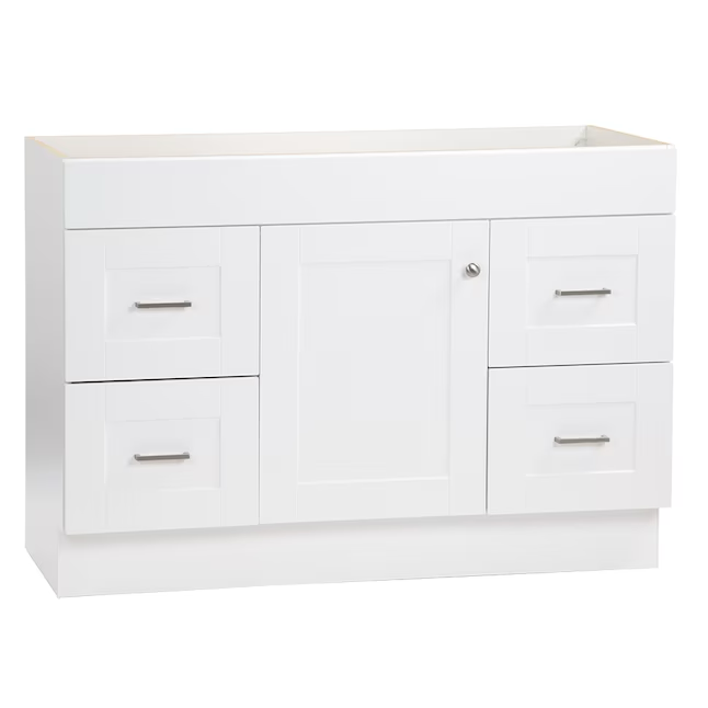 Mueble bajo para tocador de baño blanco de 48 pulgadas Project Source sin tapa