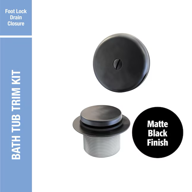 Keeney 1-3/8-in or 1-1/2-in Matte Black Foot Lock Bathtub Trim Kit