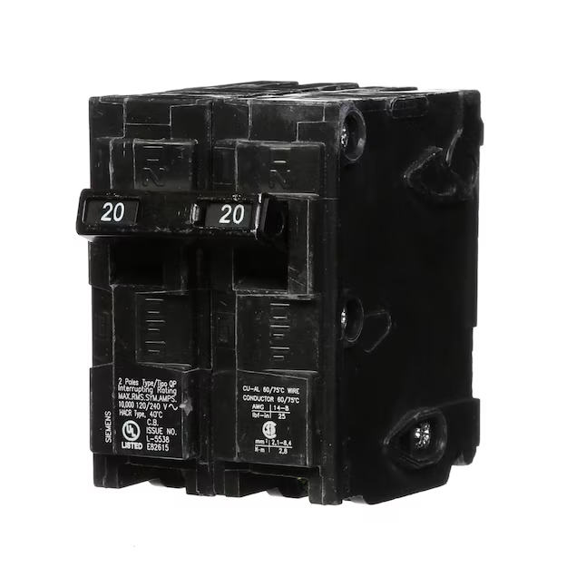 Siemens QP 20-amp 2-Pole Standard Trip Circuit Breaker