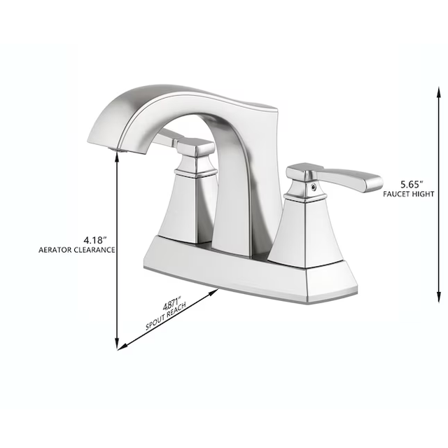 allen + roth Chesler Brushed Nickel 4-in centerset 2-Handle WaterSense Bathroom Sink Faucet with Drain and Deck Plate