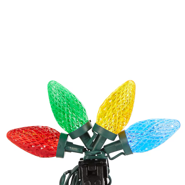 Luces navideñas GE StayBright multicolor con LED de corte de diamante C9, paquete de 25 unidades