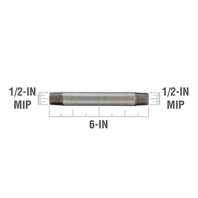 Boquilla galvanizada RELIABILT de 1/2 x 6 pulgadas