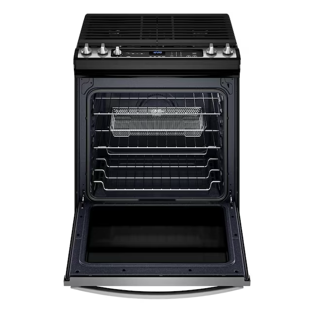 Whirlpool 30-in 5 Burners 5.8-cu ft Self-cleaning Air Fry Convection Oven Slide-in Natural Gas Range (Fingerprint Resistant Stainless Steel)