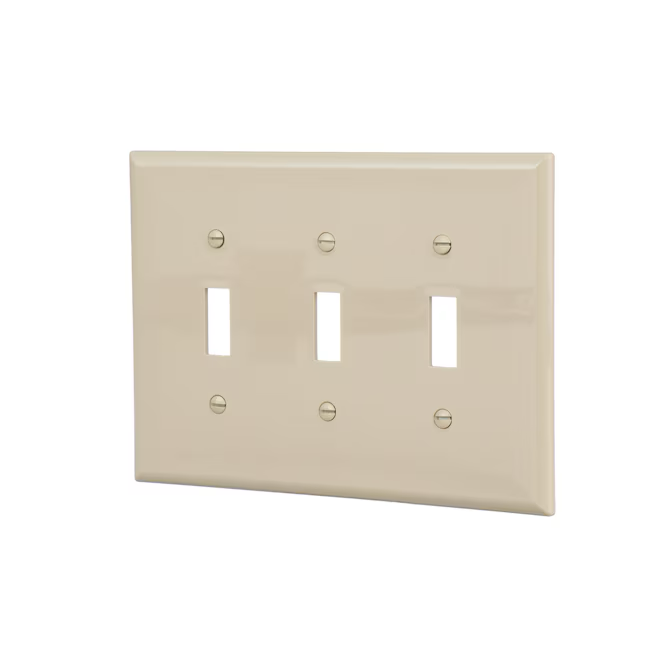 Eaton 3-Gang Midsize Ivory Polycarbonate Indoor Toggle Wall Plate