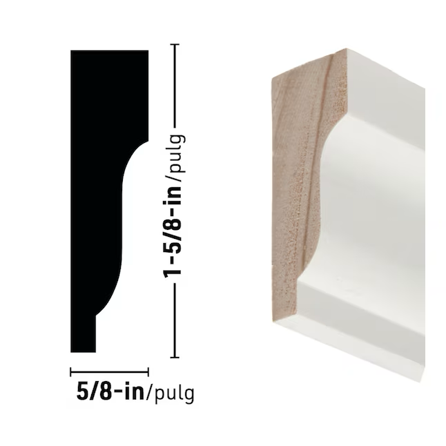 RELIABILT Moldura de tejas 102 de pino imprimado de 5/8 pulg. x 1-5/8 pulg. x 8 pies 