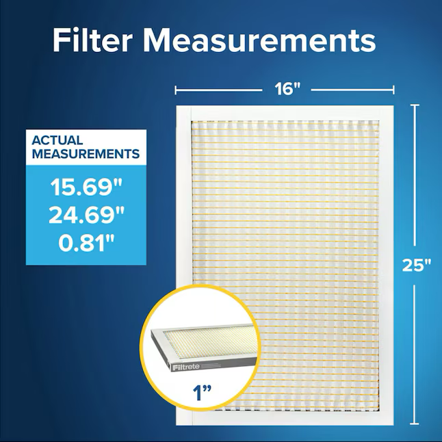 Filtrete 16 Zoll B x 25 Zoll L x 1 Zoll MERV 5 300 MPR Basic Elektrostatischer Luftfilter gegen Staub und Flusen (3er-Pack)