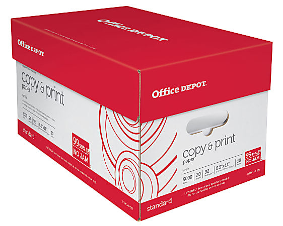 Papel multiusos para impresora y fotocopiadora Office Depot®, blanco, tamaño carta (8,5" x 11")