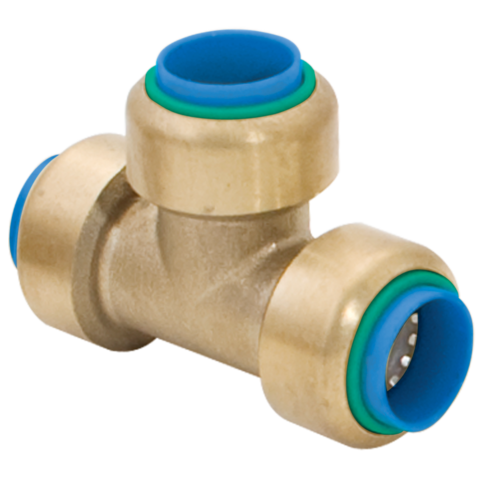 Eastman 3/4 in. x 3/4 in. x 1/2 in. Brass Push-Fit Tee