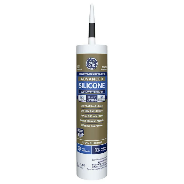 GE Advanced Silicone 2 Windows, Doors, Exteriors 10.1-oz Black Silicone Caulk