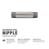 RELIABILT 3/4-in x 4-1/2-in Galvanized Nipple