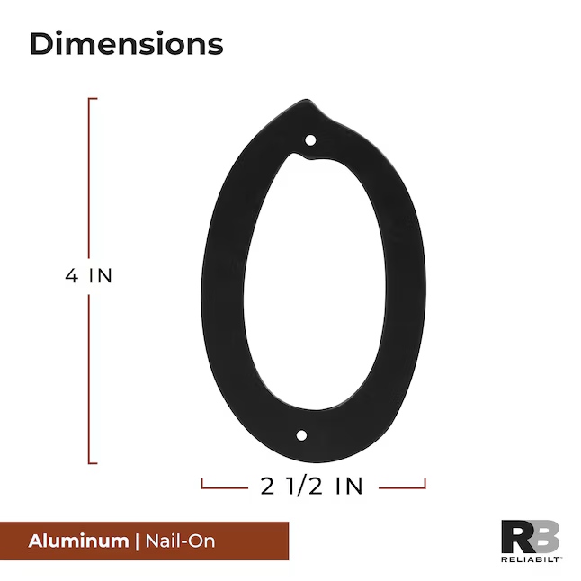 Número negro RELIABILT de 4 pulgadas
