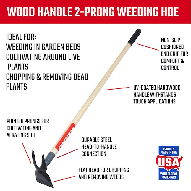 CRAFTSMAN 54-in Wood-Handle 2-prong Hoe