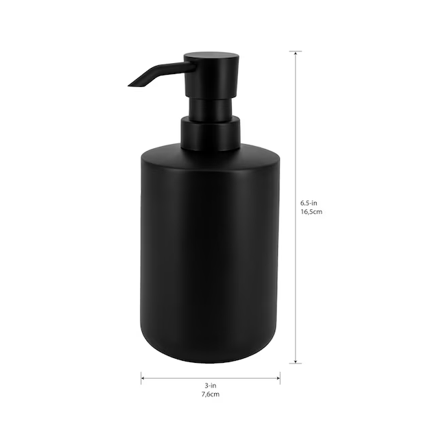 allen + roth Matte Black 15-oz Capacity Freestanding Soap and Lotion Dispenser