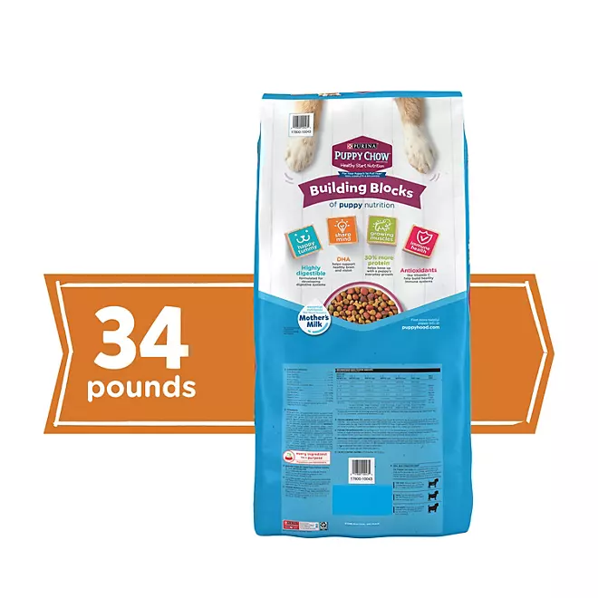 Purina Puppy Chow Tender &amp; Crunchy Trockenfutter für Hunde, 34 Pfund.