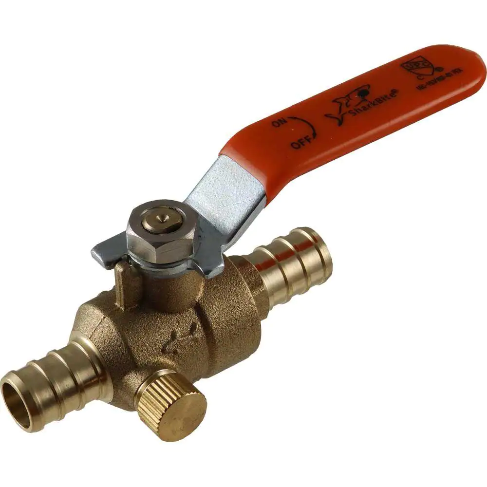 SharkBite 1/2 in. Brass Crimp Ball Valve with Drain / Vent