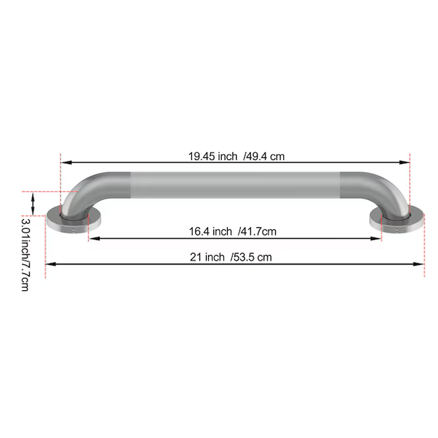 Project Source Concealed Peened 18-in Stainless Steel Wall Mount ADA Compliant Grab Bar (500-lb Weight Capacity)