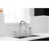 Project Source BRICE Polished Chrome Double Handle High-arc Kitchen Faucet (Deck Plate and Side Spray Included)