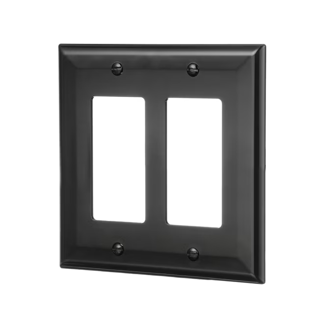 Eaton 2-Gang Midsize Black Polycarbonate Indoor Decorator Wall Plate