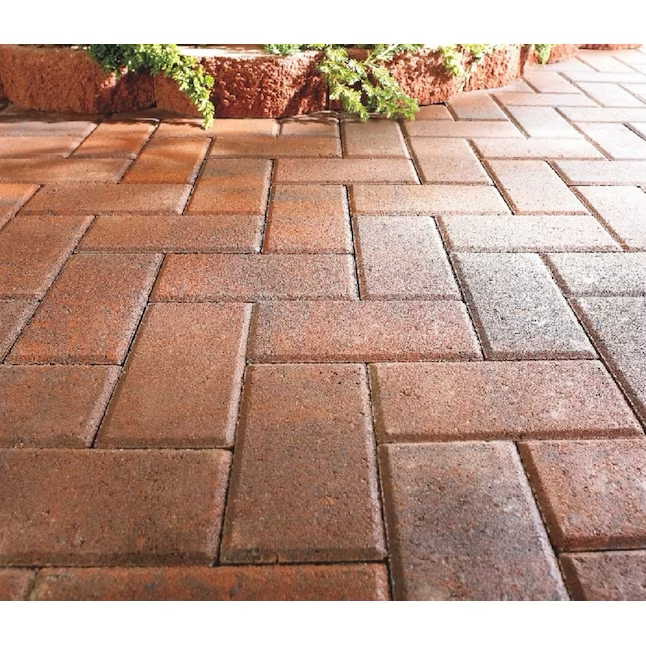 8-in L x 4-in W x 2-in H Rectangle Red/Charcoal Concrete Paver