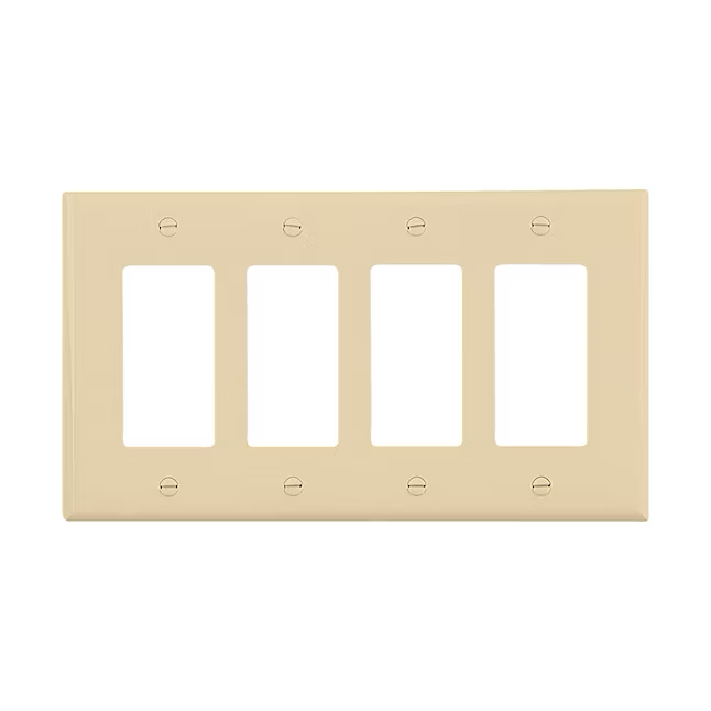 Eaton 4-Gang Midsize Ivory Polycarbonate Indoor Decorator Wall Plate