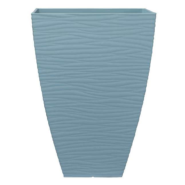 allen + roth Square 14.37-Inches W Large Blue Recycled plastic Contemporary/Modern Indoor/Outdoor Planter with Drainage Holes