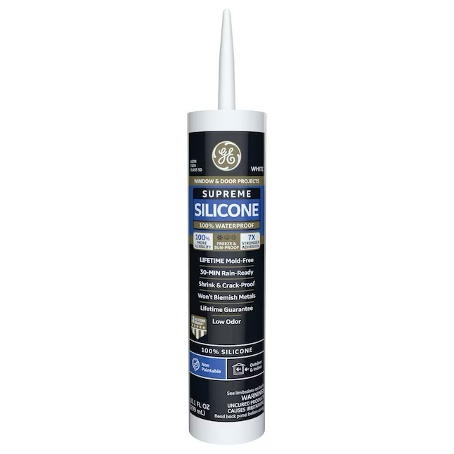 Sellador de silicona blanco GE Supreme para ventanas, puertas y exteriores, 10.1 oz