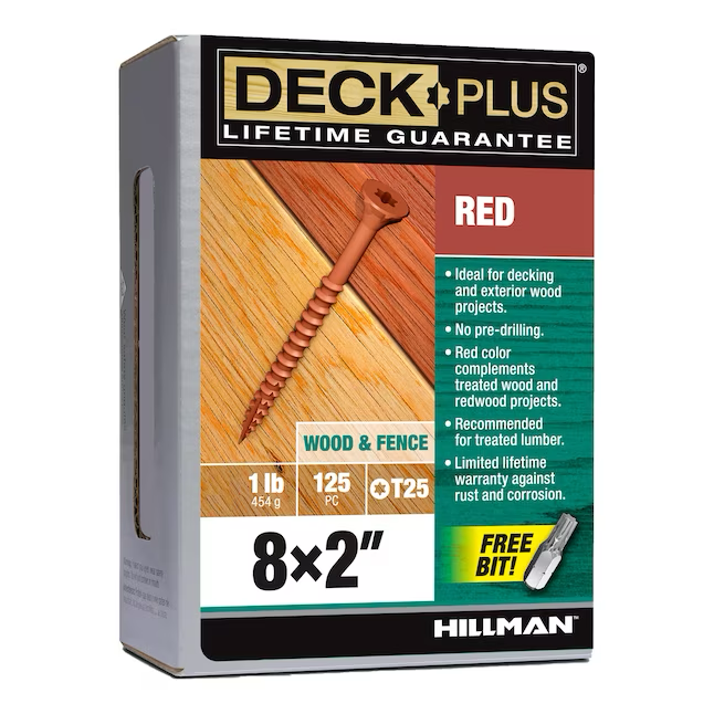 Deck Plus Tornillos para terrazas de madera a madera #8 x 2 pulgadas (125 por caja)