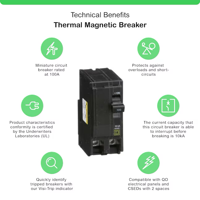 Square D QO 100-amp 2-Pole Standard Trip Circuit Breaker