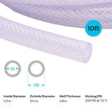 EZ-FLO 1/2-in ID x 10-ft Reinforced PVC Clear Reinforced Braided Vinyl Tubing