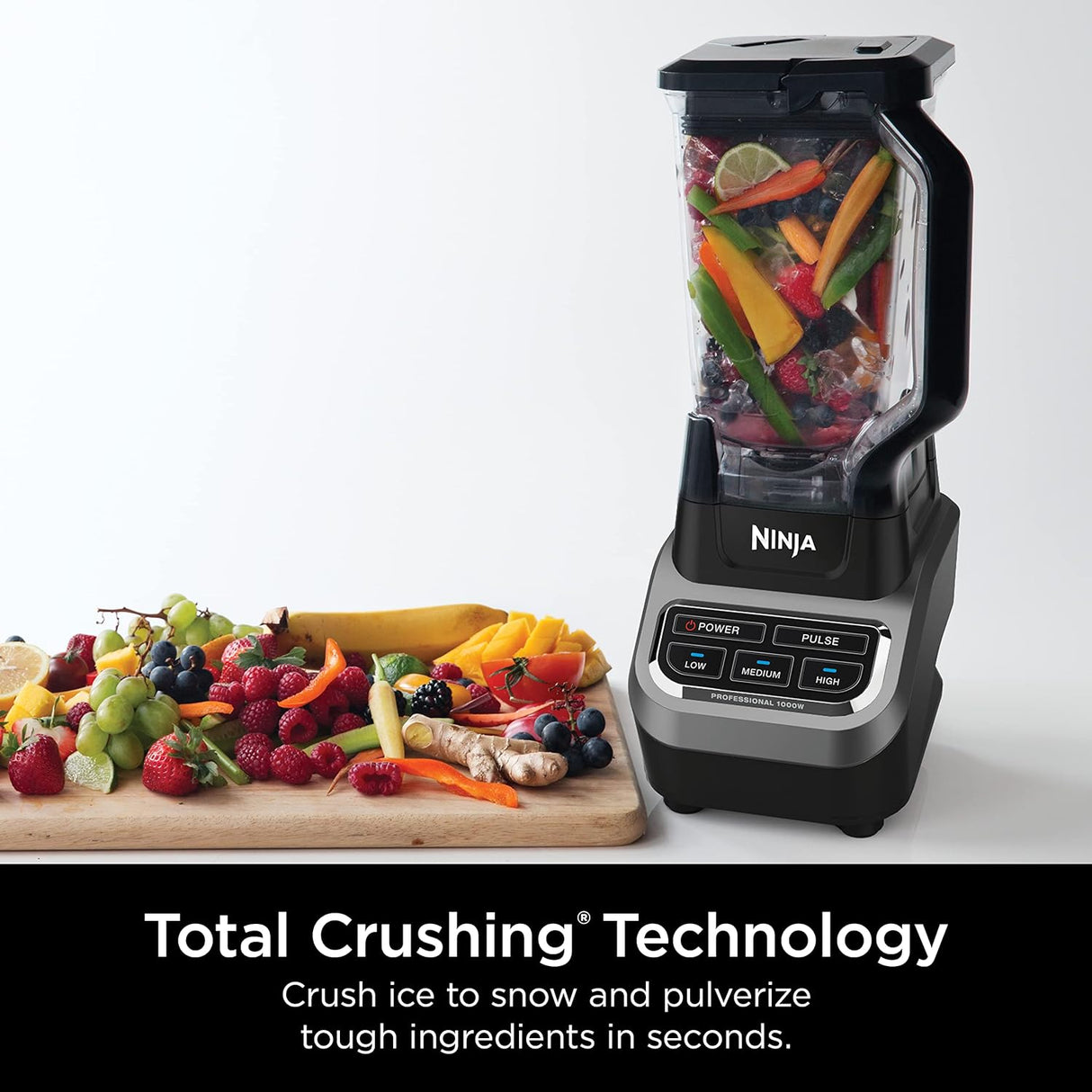 Ninja BL610 Professional 72 Oz Countertop 1000-Watt Base and Total Crushing Technology for Smoothies, Ice and Frozen Fruit, Black, Blender + Pitcher