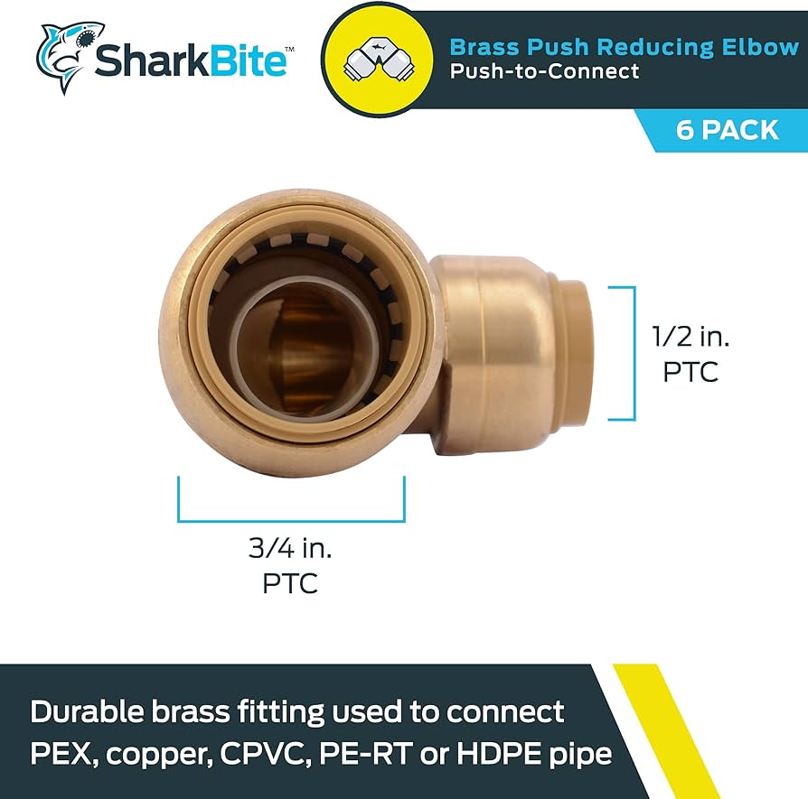 Sharkbite 3/4 Zoll x 1/2 Zoll Messing-Druckreduzierungsbogen