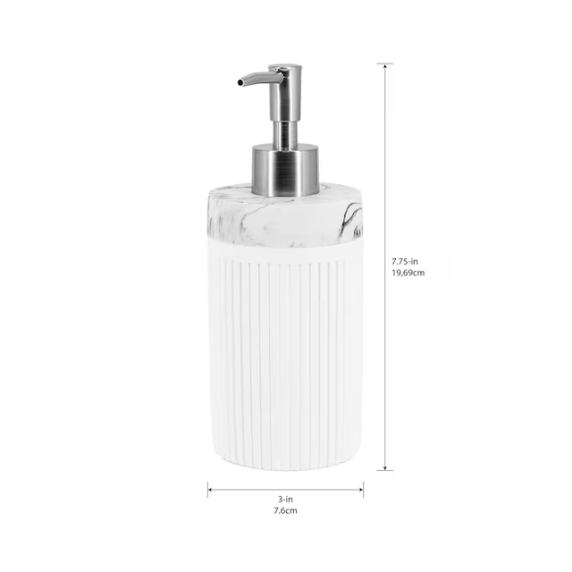 allen + roth White Marble 13-oz Capacity Freestanding Soap and Lotion Dispenser