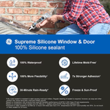 GE Supreme Silicone Windows, Doors, Exteriors 10.1-oz Clear Silicone Caulk