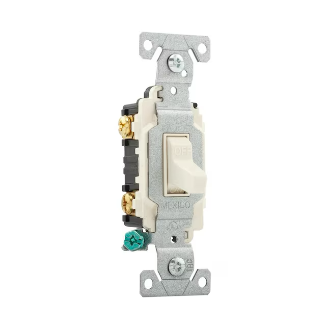 Eaton 20-Amp Double Pole Toggle Light Switch, Light Almond