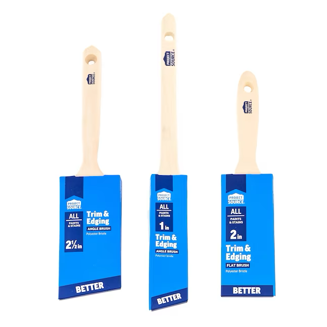 Project Source 3-Pack Better All Paints and Stains Multiple Sizes Reusable Polyester Flat and Angle Paint Brush (Brush Set)