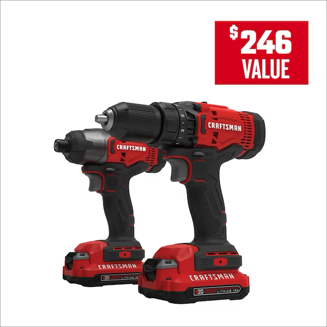 CRAFTSMAN V20 2-Tool Power Tool Combo Kit with Soft Case (2-Batteries Included and Charger Included)