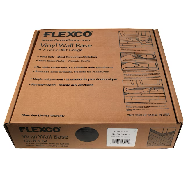 Flexco Black Dahlia 0.08-in T x 4-in W x 1440-in L Vinyl Wall Base