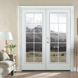 JELD-WEN 60-in x 80-in Low-e External Grilles Primed Steel French Left-Hand Inswing Double Patio Door