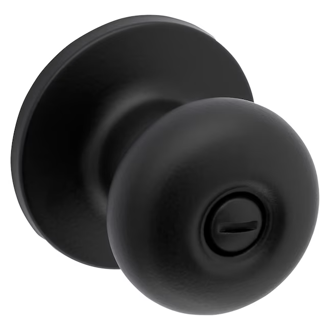 RELIABILT Baron Matte Black Interior Bed/Bath Privacy Door Knob