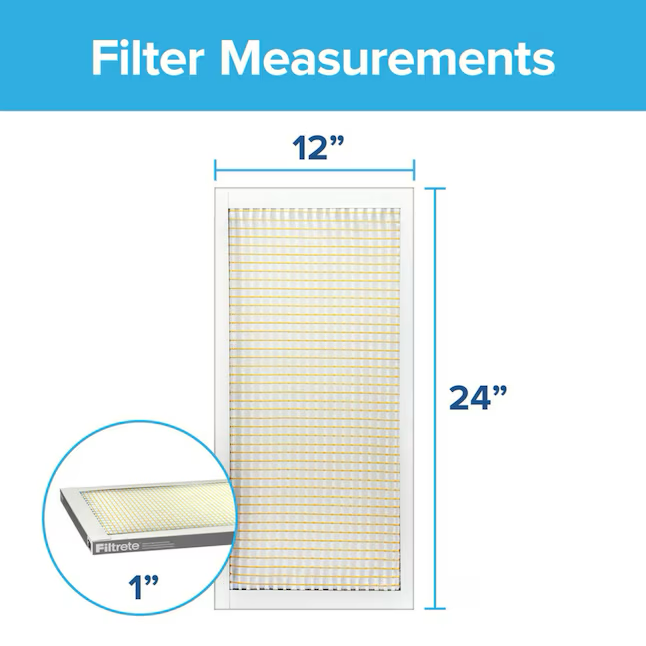 Filtrete 12-in W x 24-in L x 1-in MERV 5 300 MPR Basic Dust and Lint Electrostatic Air Filter (3-Pack)