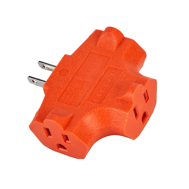 Adaptador de fuente de proyecto Adaptador estándar básico naranja simple a triple con conexión a tierra de 3 cables y 15 amperios