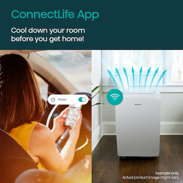 Hisense 10000-BTU DOE (115 Volt) Graues, belüftetes, Wi-Fi-fähiges tragbares Klimagerät mit Heizung und Fernbedienung kühlt 51 m²